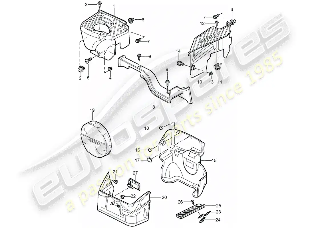 porsche 2005 (996 gt3) luggage compartment parts diagram