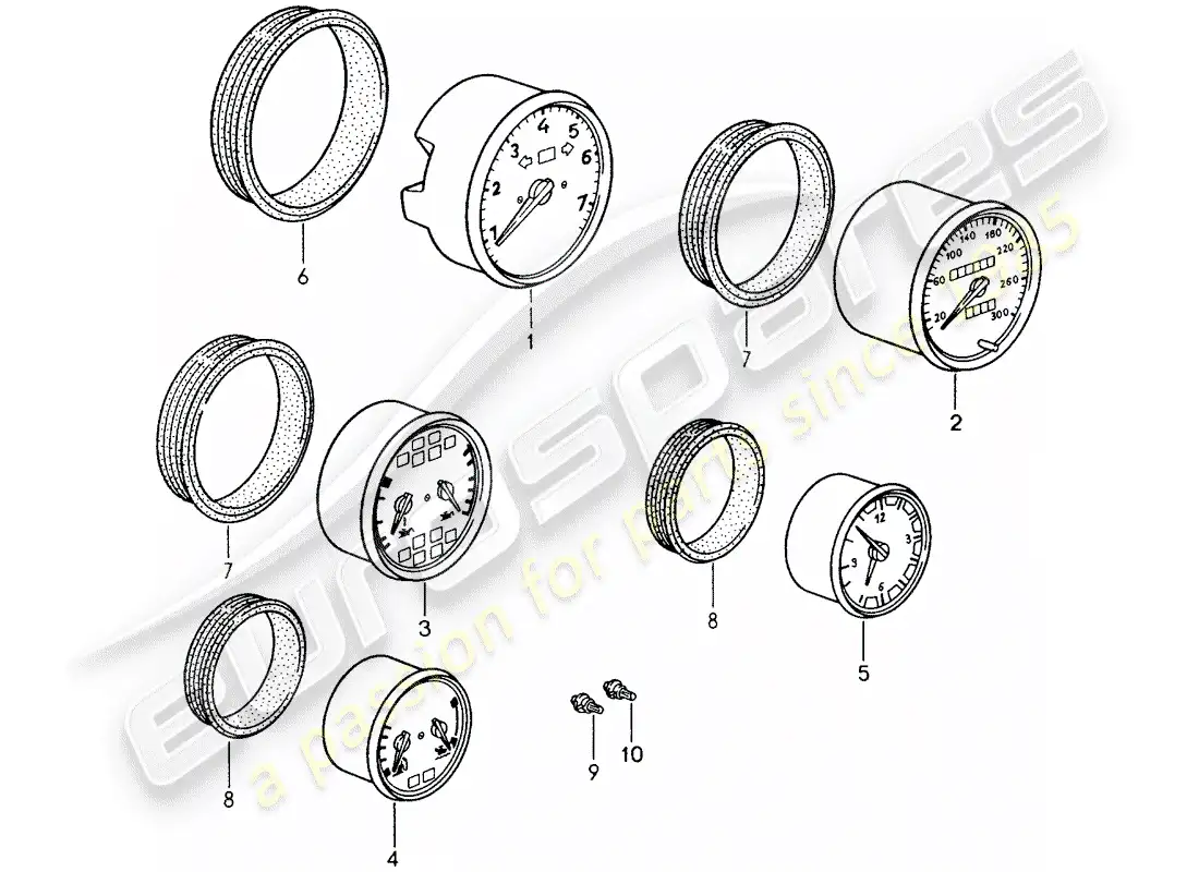 porsche 1998 (993) instruments parts diagram