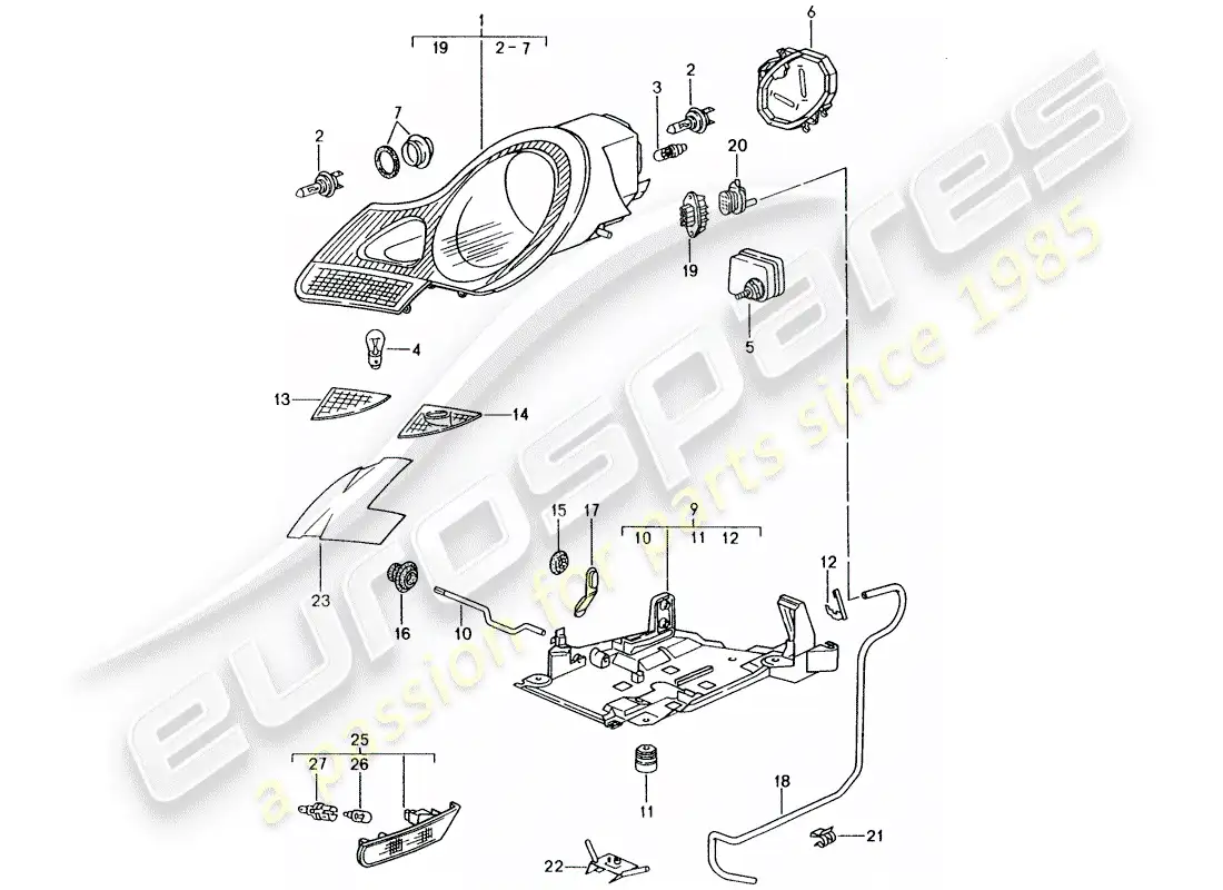 porsche 2002 (996) headlamp - turn signal repeater - d >> - mj 2001 parts diagram