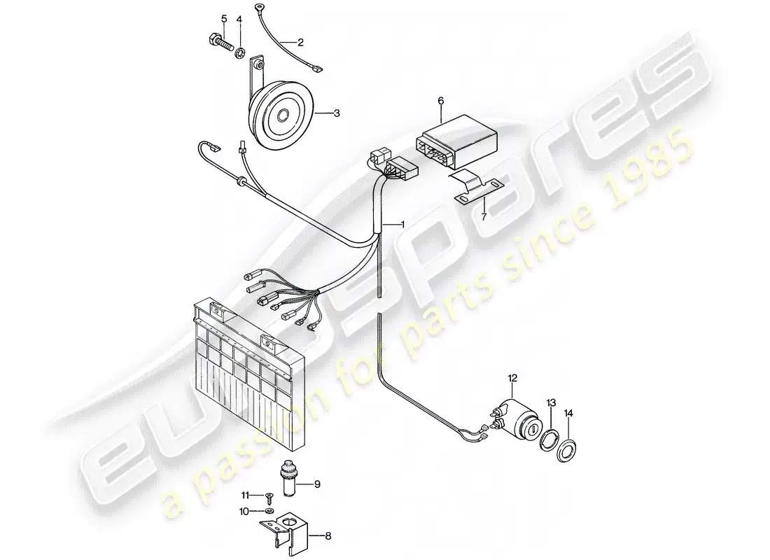porsche 1982 (944) alarm system parts diagram