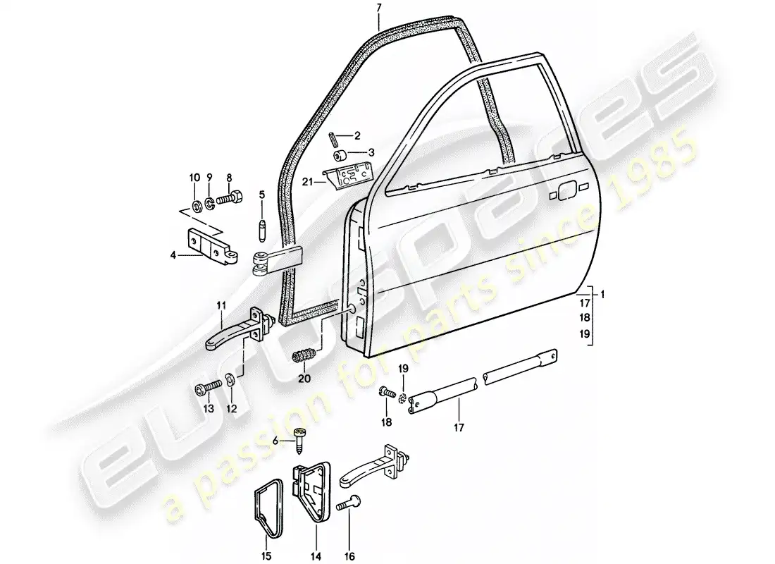 porsche 1983 (944) door parts diagram