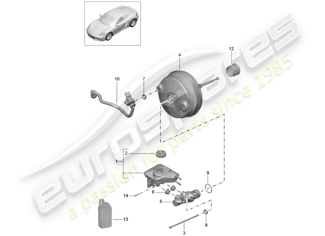 porsche 2020 (718 cayman) brake master cylinder parts diagram