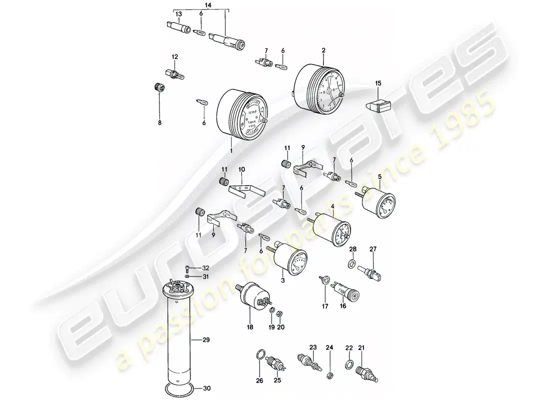 porsche 1983 (944) instruments parts diagram