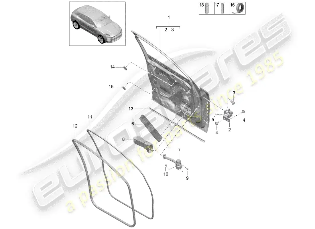porsche 2020 (macan) door shell part diagram