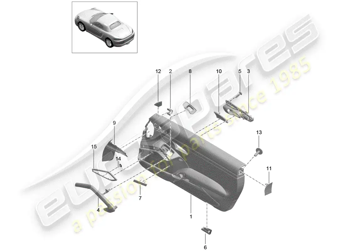 porsche 2019 (718 boxster) door panel parts diagram