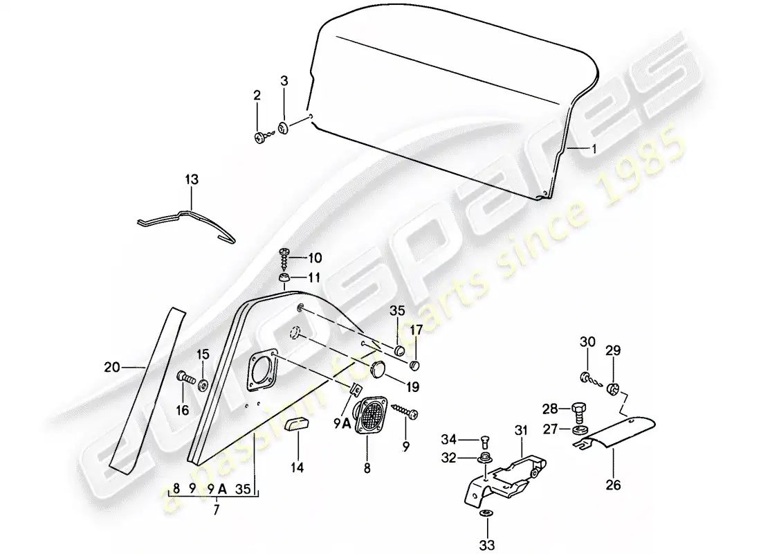 porsche 1987 (911) interior equipment parts diagram