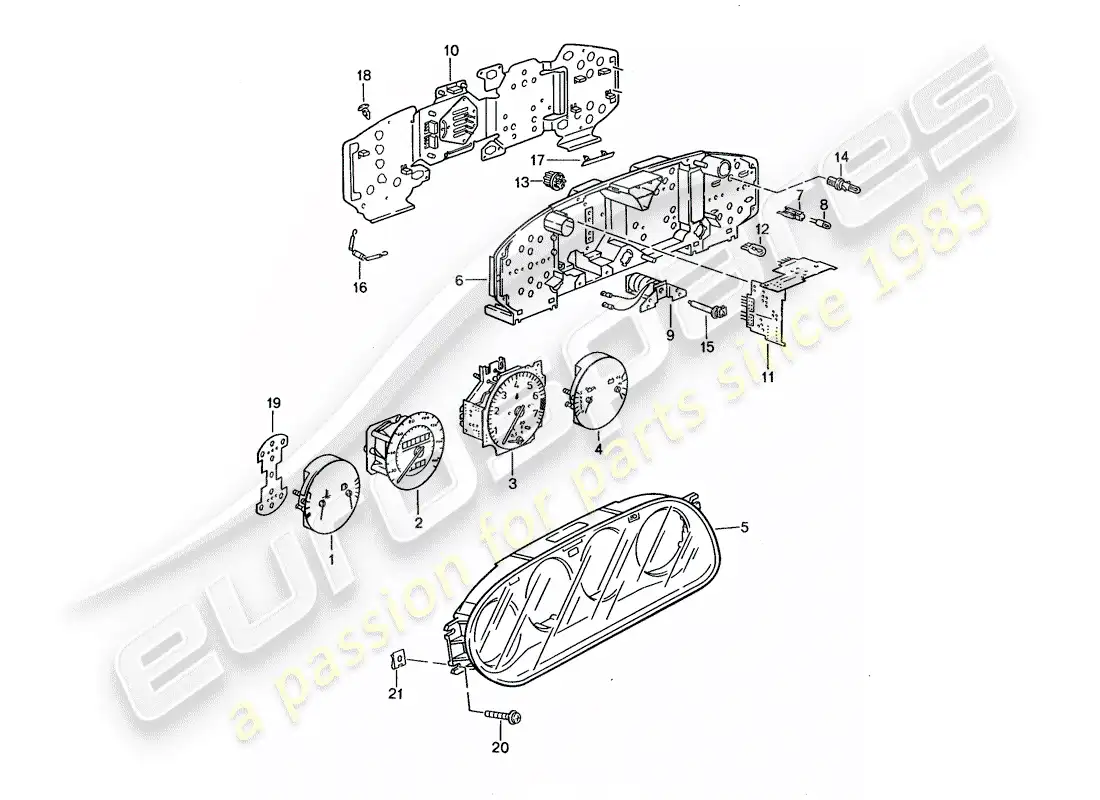 porsche 1993 (968) instrument cluster parts diagram