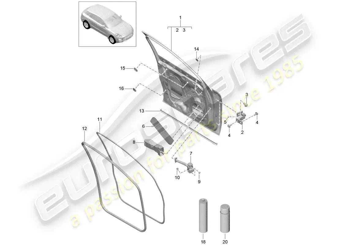 porsche 2018 (macan) door shell parts diagram