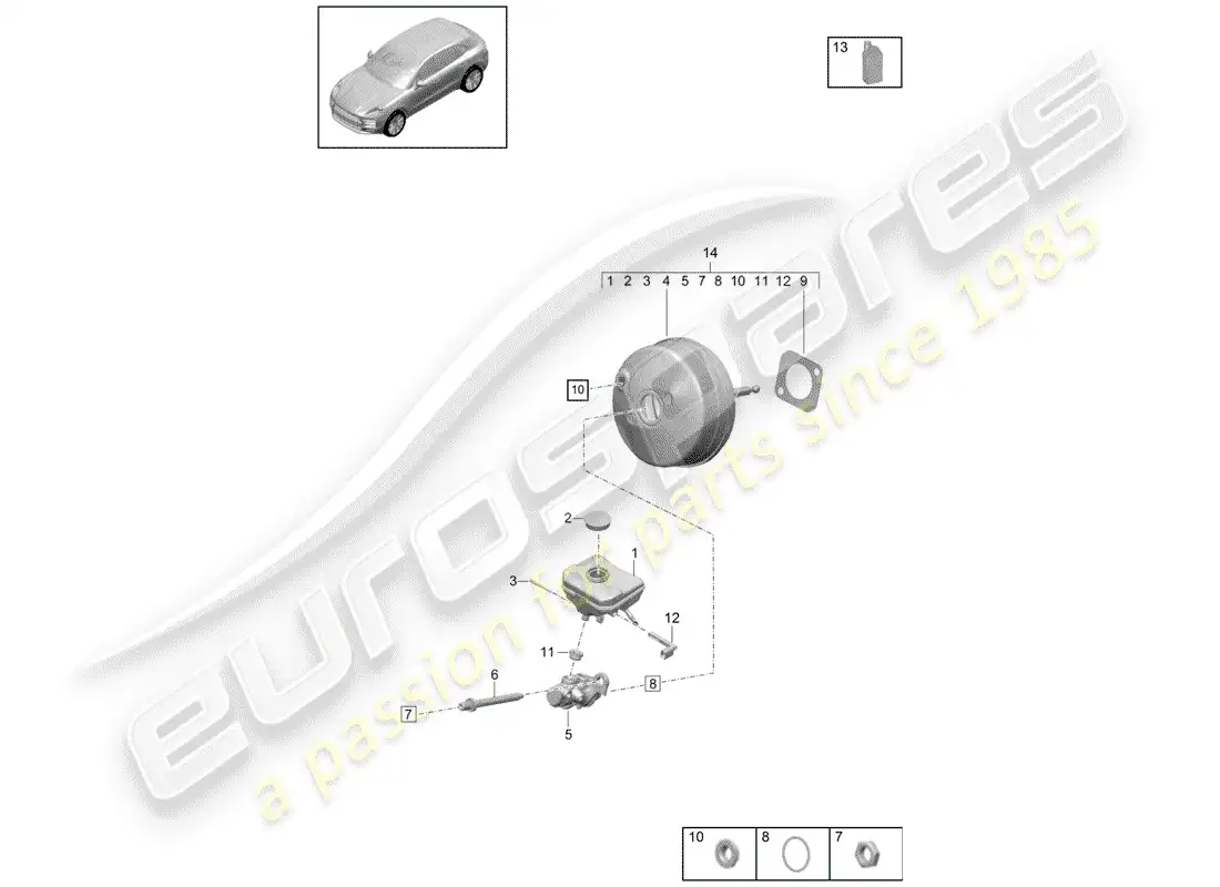 porsche 2020 (macan) brake master cylinder part diagram