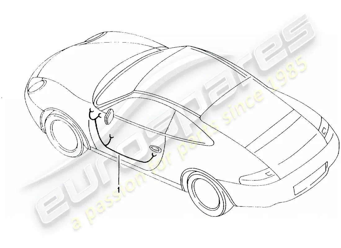porsche 2002 (996) wiring harnesses - driver's door - passenger's door - operating mechanism - convertible top - sub frame parts diagram