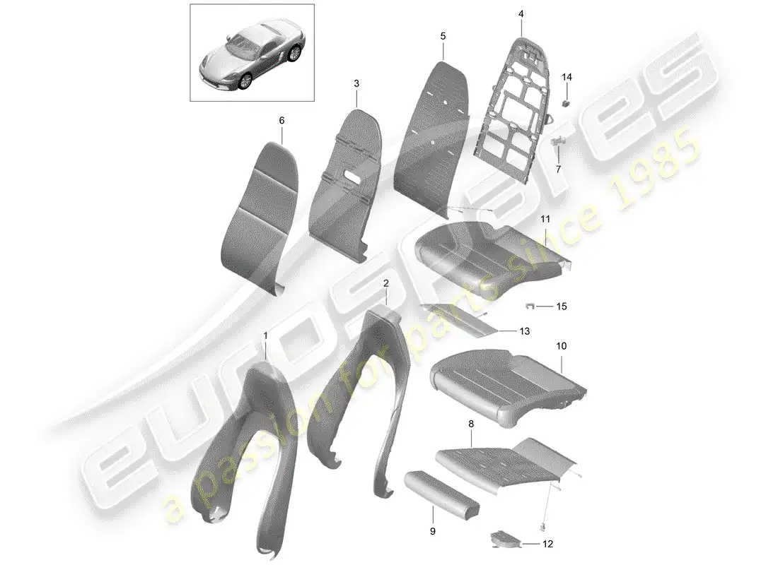 porsche 2019 (718 boxster) foam part parts diagram