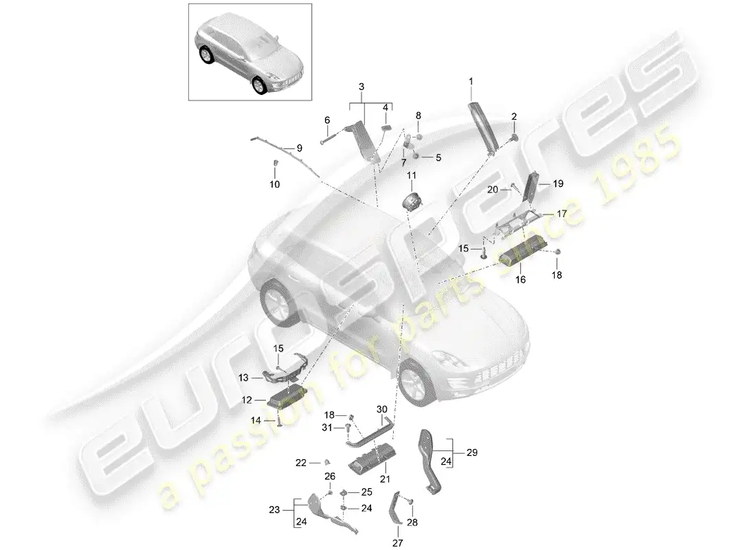 porsche 2016 (macan) airbag parts diagram