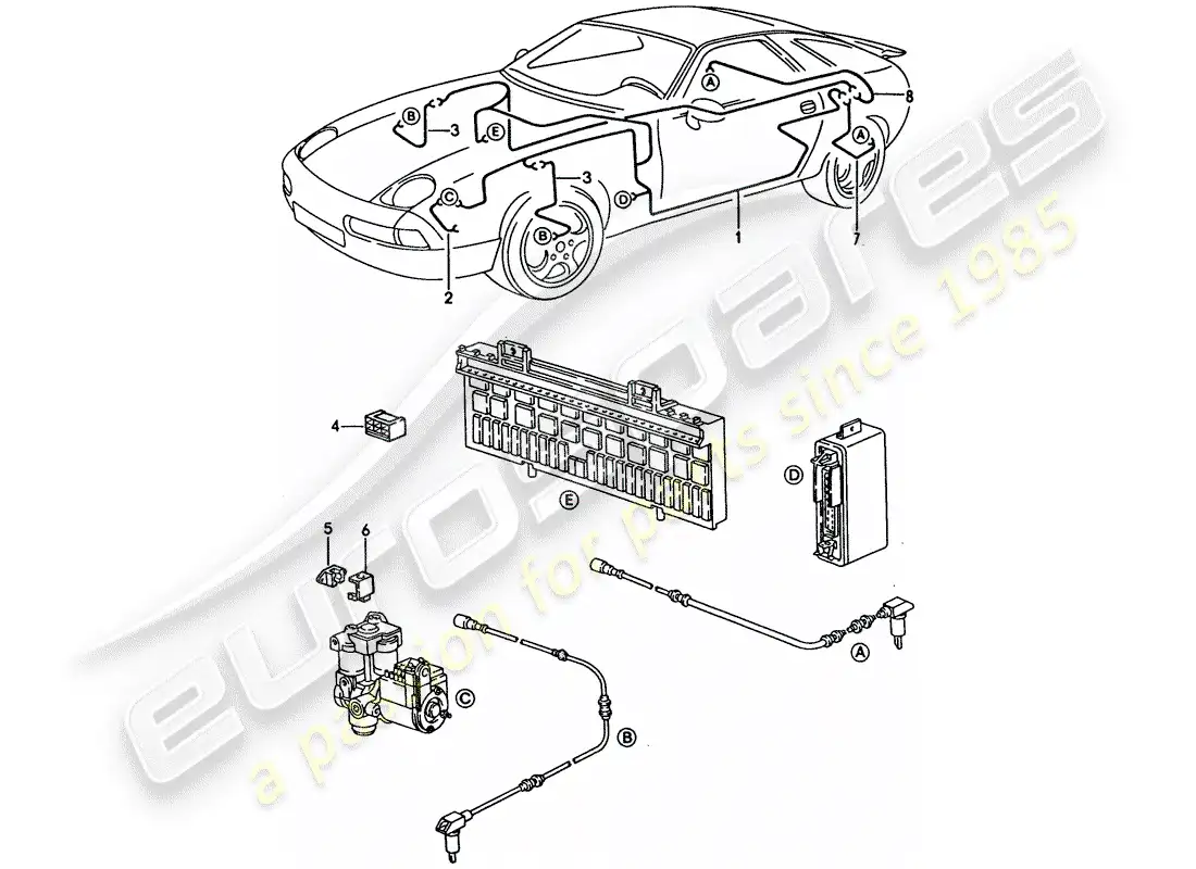porsche 1995 (928) harness - anti-locking brake syst. -abs- parts diagram