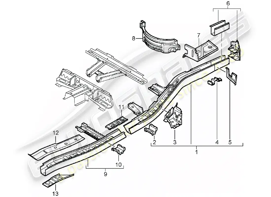 porsche 2005 (cayenne e1 9pa) frame part diagram