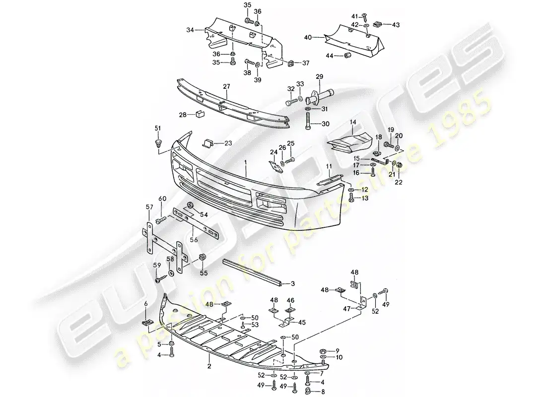porsche 1990 (944) cover for bumper - bumper parts diagram