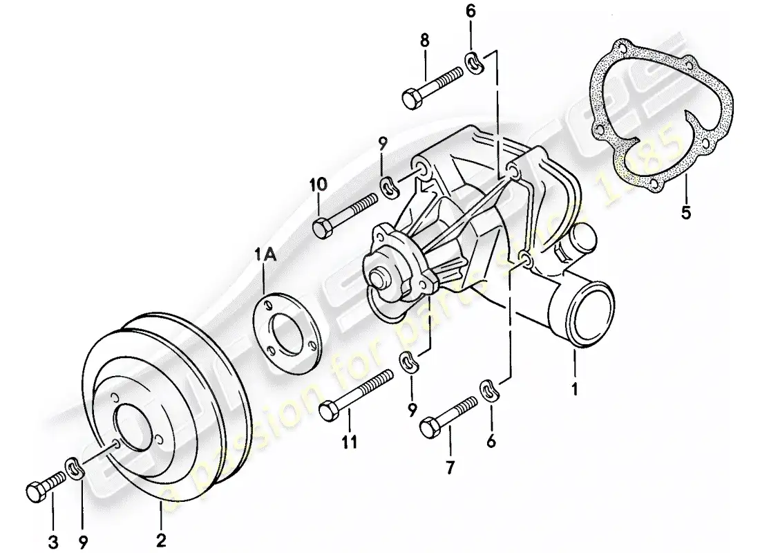 porsche 1977 (924) water pump parts diagram