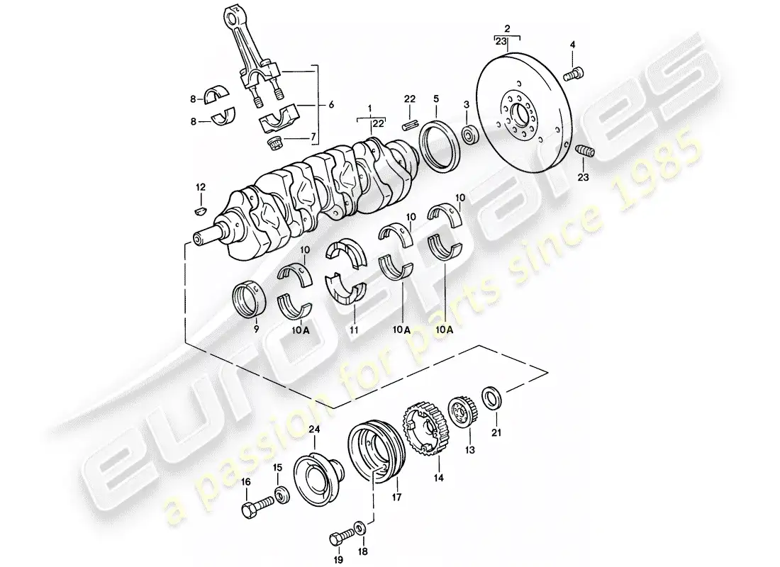 porsche 1982 (944) crankshaft - connecting rod parts diagram
