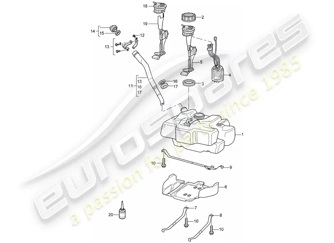 porsche 2008 (987 boxster) fuel tank parts diagram