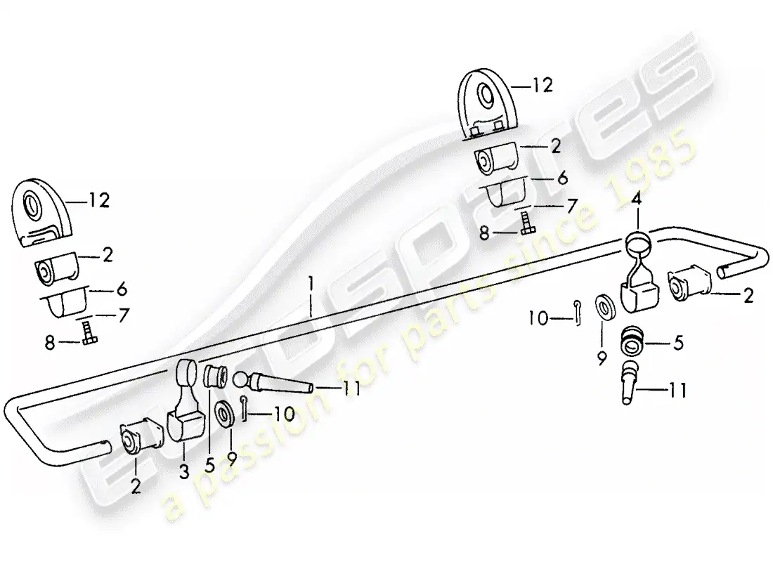 porsche 1966 (911/912) stabilizer - rear axle parts diagram