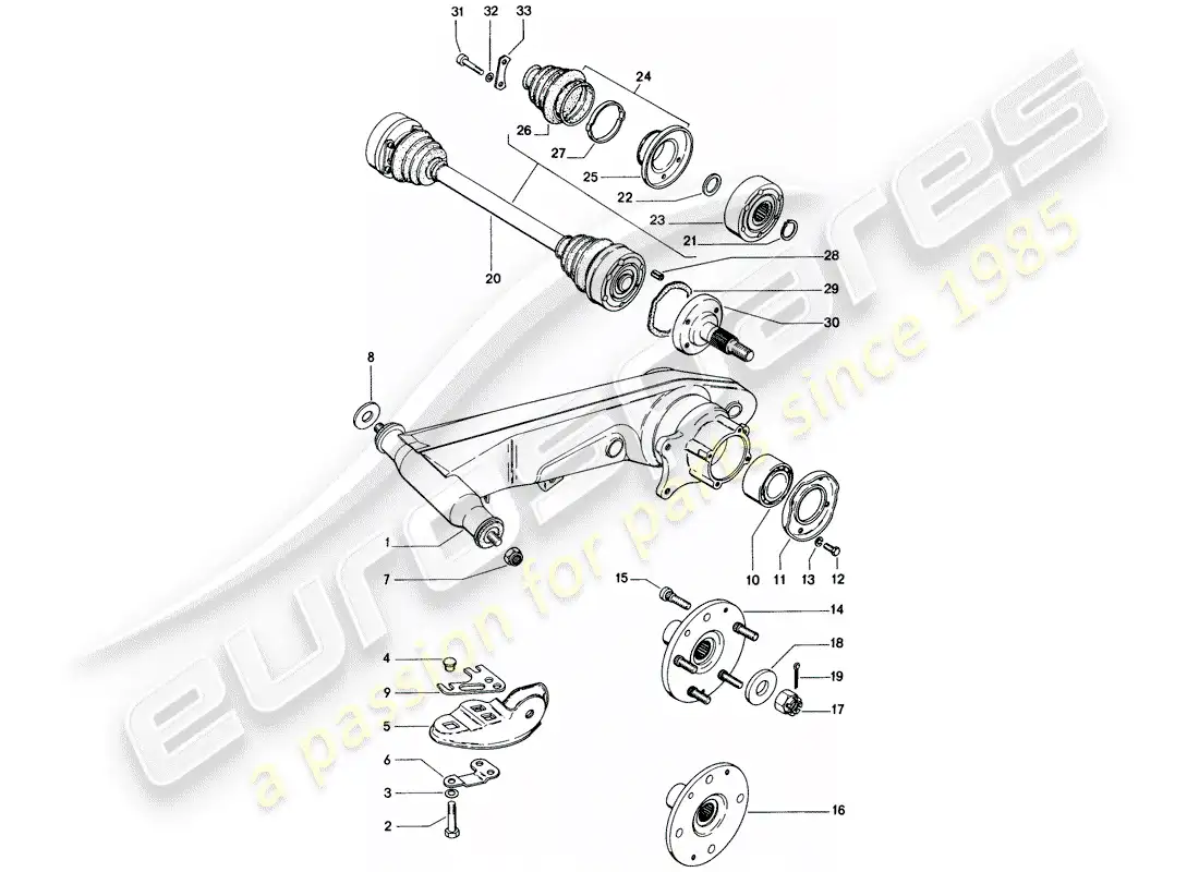 porsche 1976 (914) rear axle parts diagram