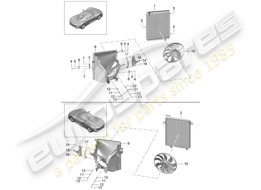 porsche 2015 (918 spyder) radiator parts diagram