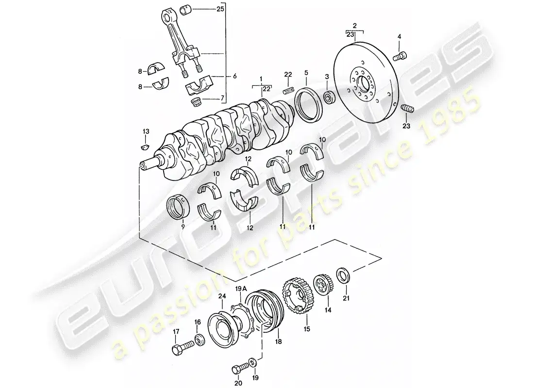 porsche 1989 (944) crankshaft - connecting rod parts diagram