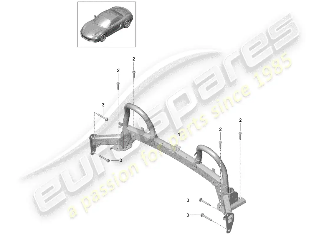 porsche 2014 (981 boxster) roll bar parts diagram