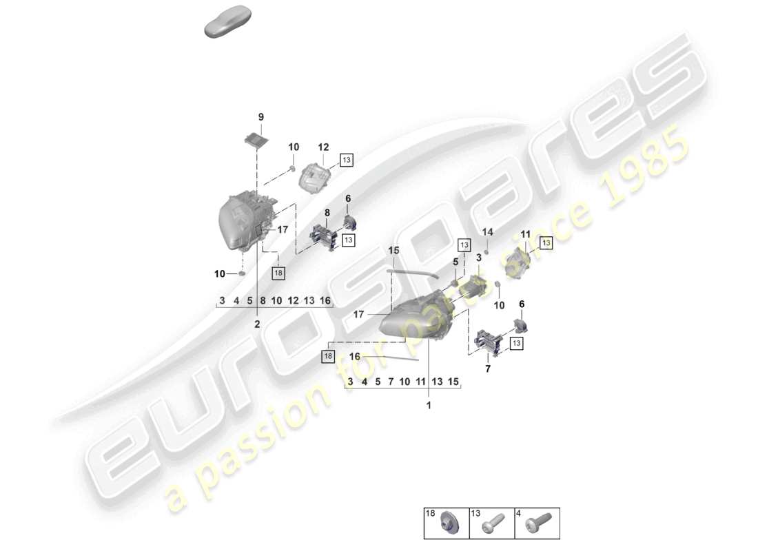 porsche 2020 (taycan 9j1-1) led headlight with matrix beam caution: before ordering, check the part number in the vehicle. see technical information 9415 (25/24) part diagram