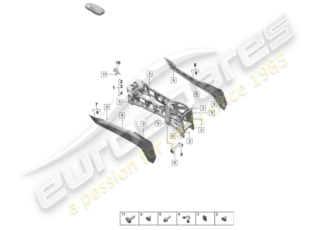 porsche 2025 (macan-e) centre console lower parts diagram