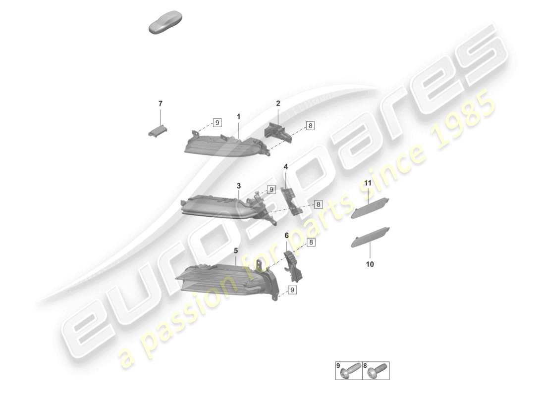 porsche 2024 (panamera 971-2) additional headlight turn signal repeater side marker light part diagram
