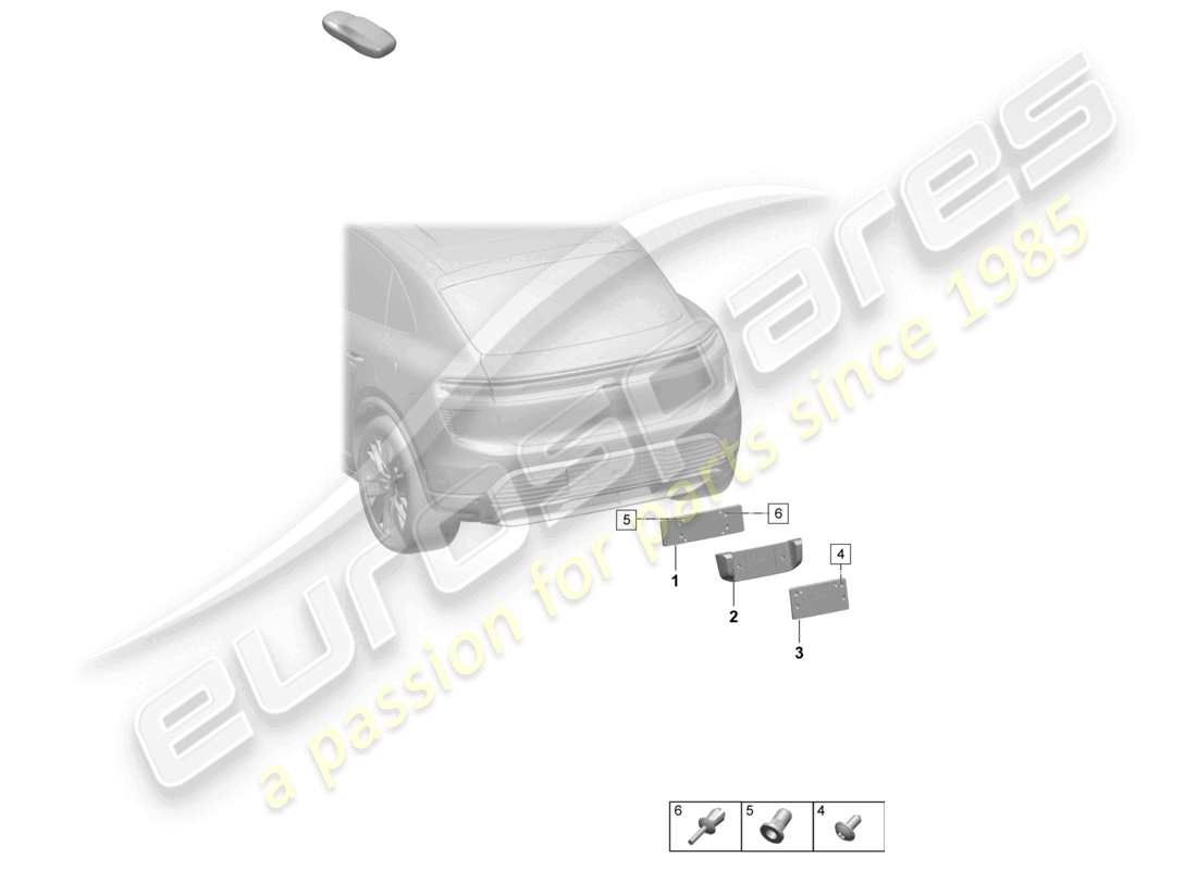 porsche 2025 (macan-e) licence plate holder rear parts diagram
