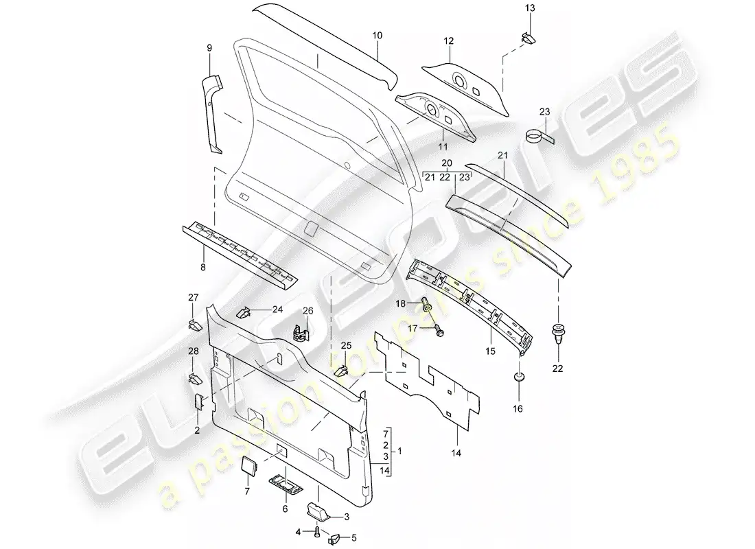 porsche 2005 (cayenne e1 9pa) trims part diagram