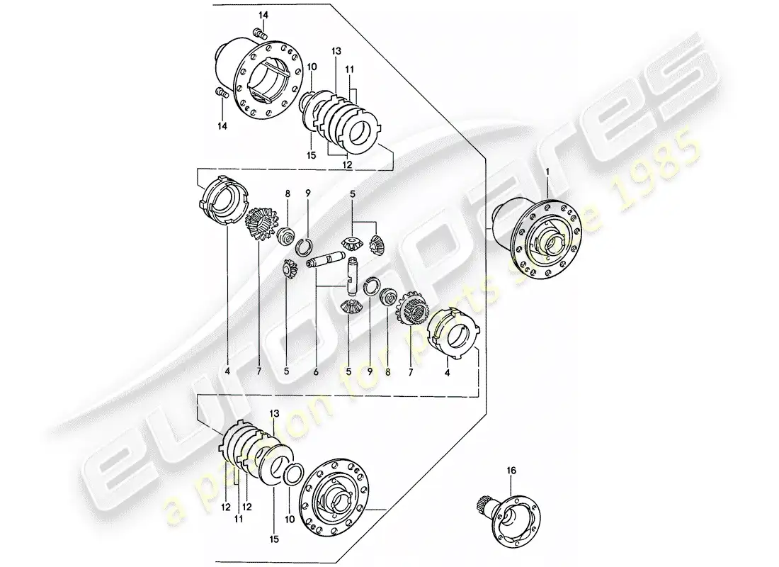 porsche 1986 (911) limited slip differential parts diagram