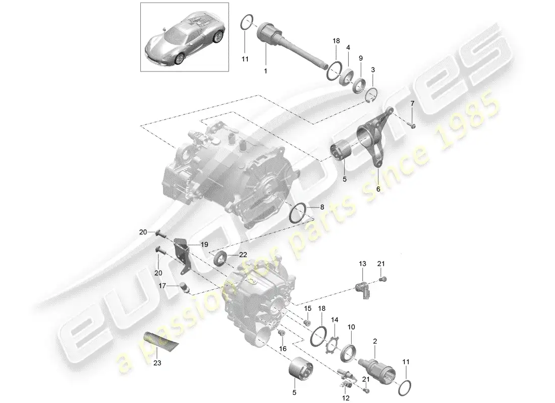 porsche 2015 (918 spyder) front axle differential parts diagram