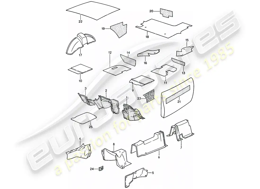 porsche 1987 (944) sound absorber parts diagram