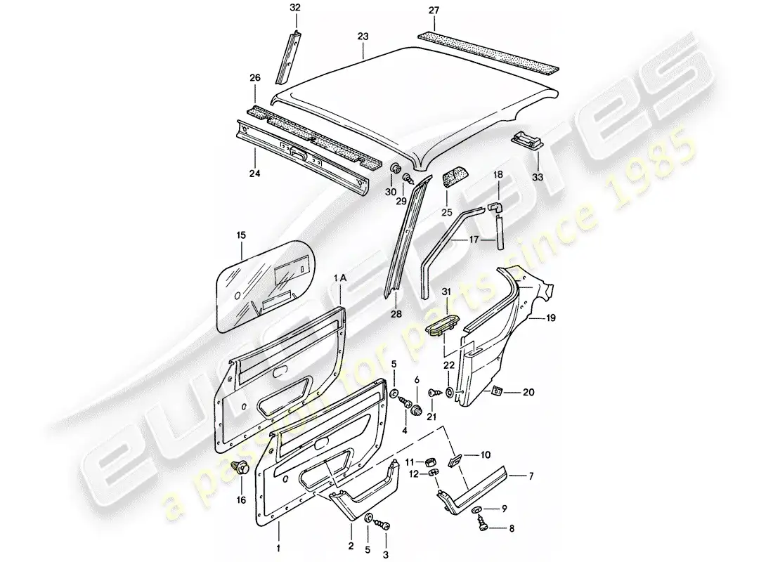 porsche 1979 (924) trims parts diagram