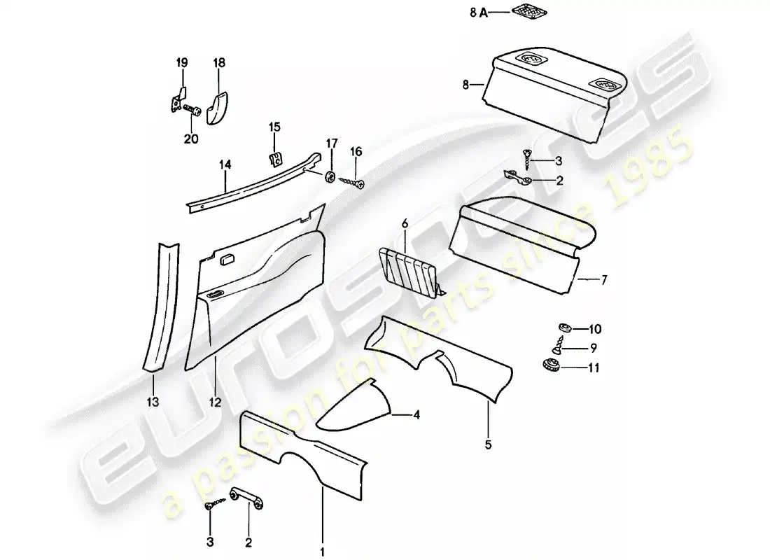 porsche 1981 (911) interior equipment parts diagram