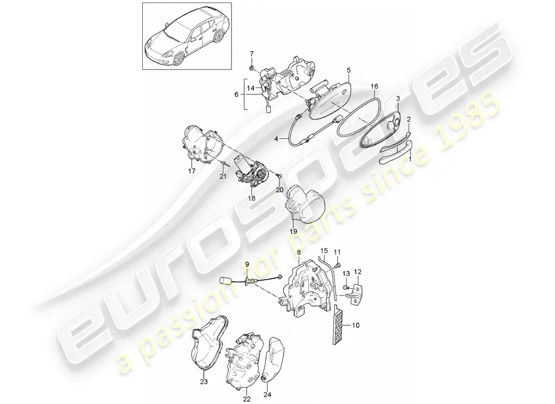porsche 2014 (panamera 970) door handle parts diagram