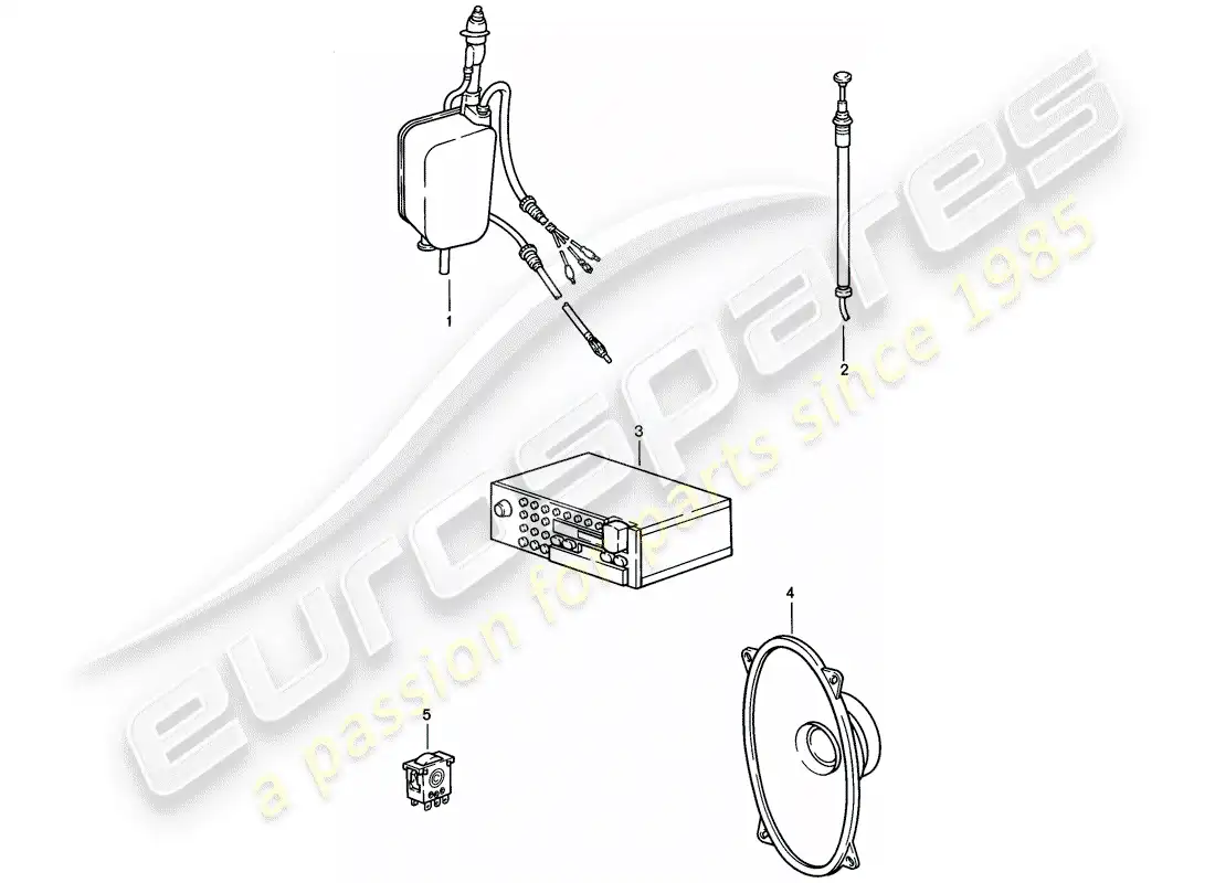 porsche 1985 (911) radio unit - installation parts parts diagram