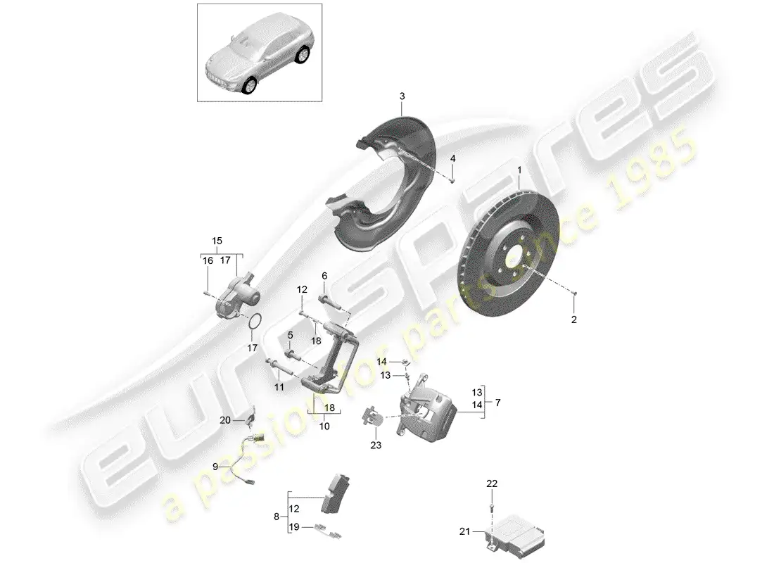 porsche 2016 (macan) disc brakes parts diagram