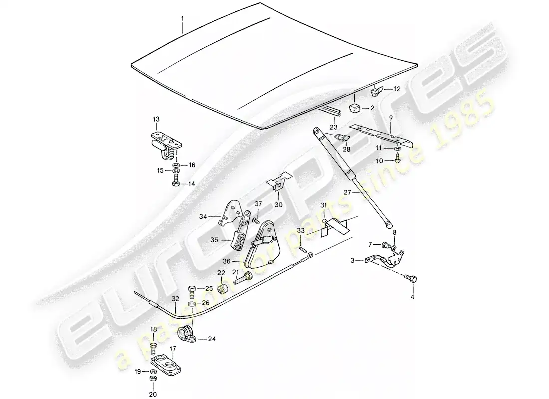 porsche 1990 (944) cover - actuator parts diagram