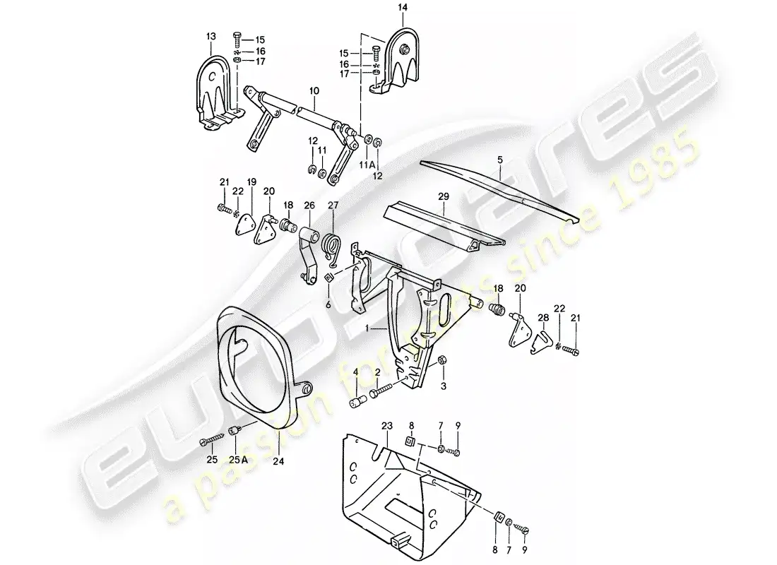 porsche 1987 (944) pop-up headlight parts diagram