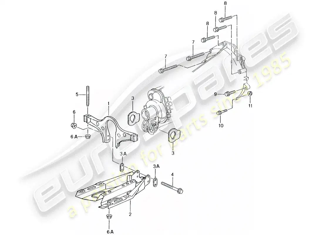 porsche 1999 (996) manual gearbox - gearbox mounting - engine parts diagram