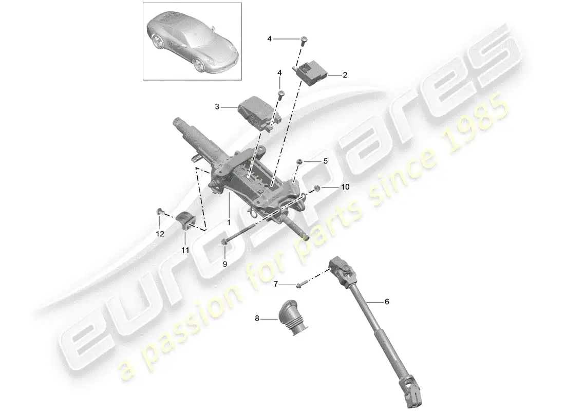 porsche 2015 (991-1) steering column parts diagram