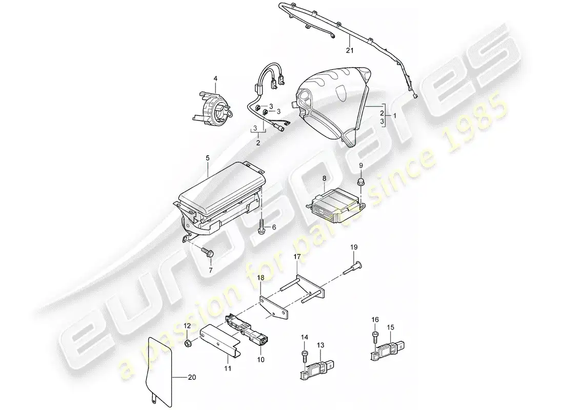 porsche 2009 (cayenne e1 9pa) airbag part diagram