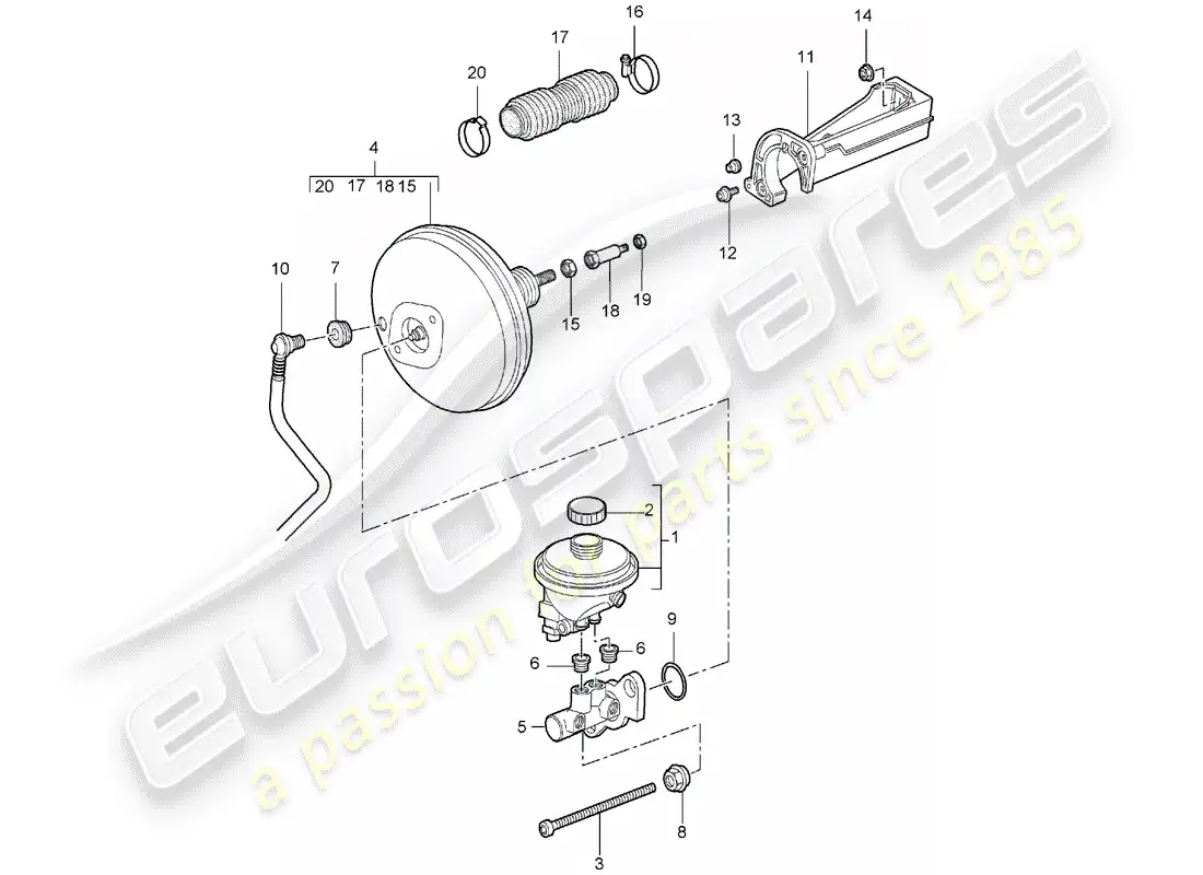 porsche 2007 (987 boxster) brake master cylinder parts diagram