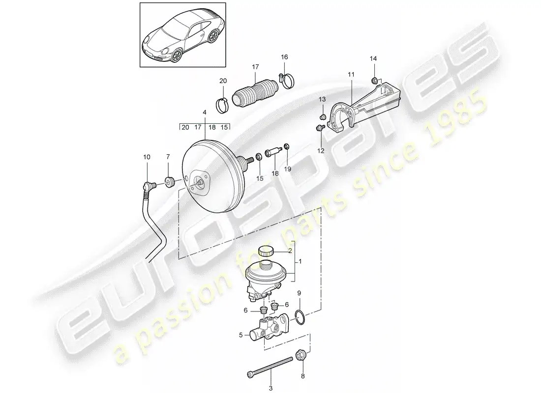 porsche 2010 (997-2) brake master cylinder parts diagram