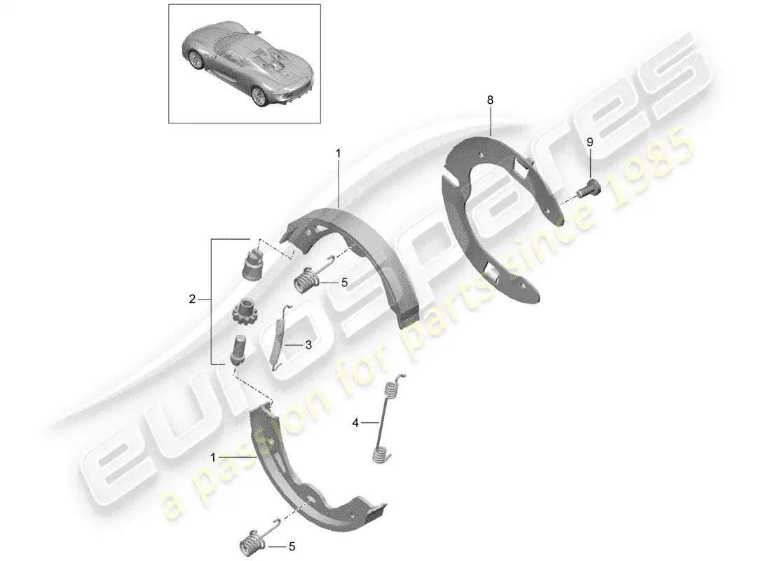 porsche 2015 (918 spyder) parking brake parts diagram