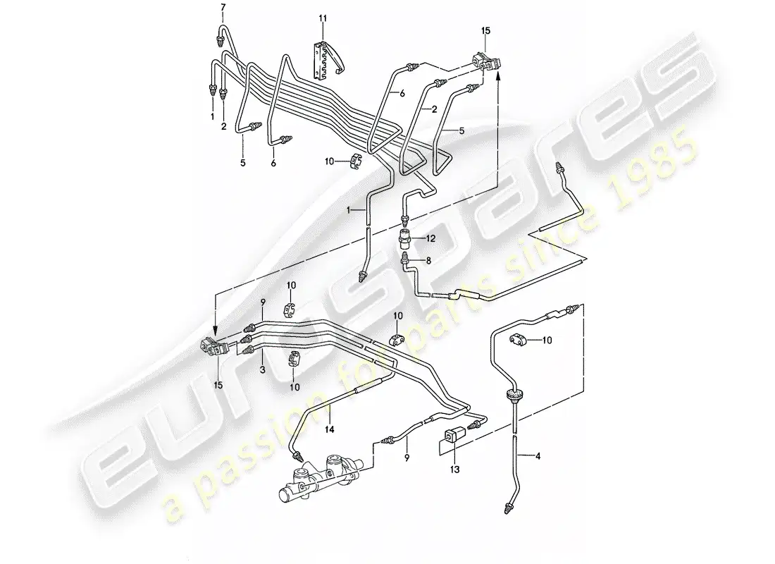 porsche 1987 (944) brake lines - -abs- parts diagram