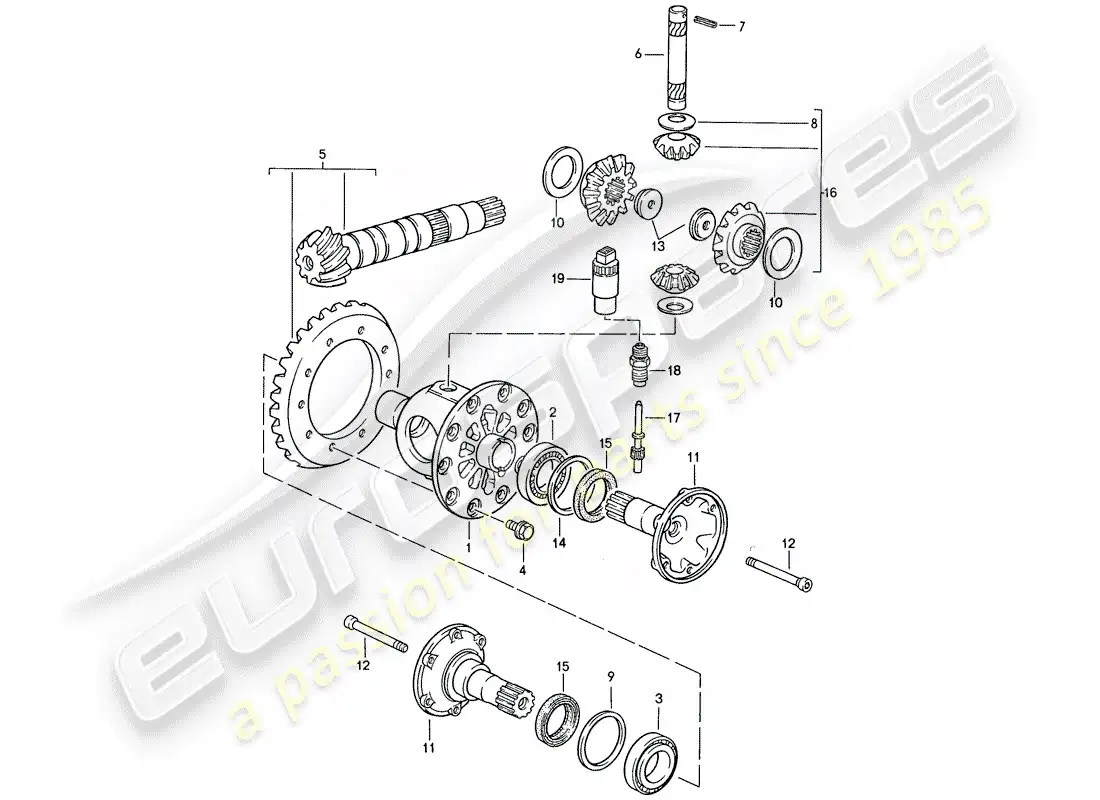 porsche 1990 (944) differential - for - manual gearbox parts diagram